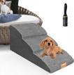 topmart 3-tier high density foam dog ramp & steps - non-slip, 15.7" high, ideal for dogs injured/older cats/pets with joint pain - grey color logo