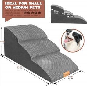 img 3 attached to Topmart 3-Tier High Density Foam Dog Ramp & Steps - Non-Slip, 15.7" High, Ideal For Dogs Injured/Older Cats/Pets With Joint Pain - Grey Color