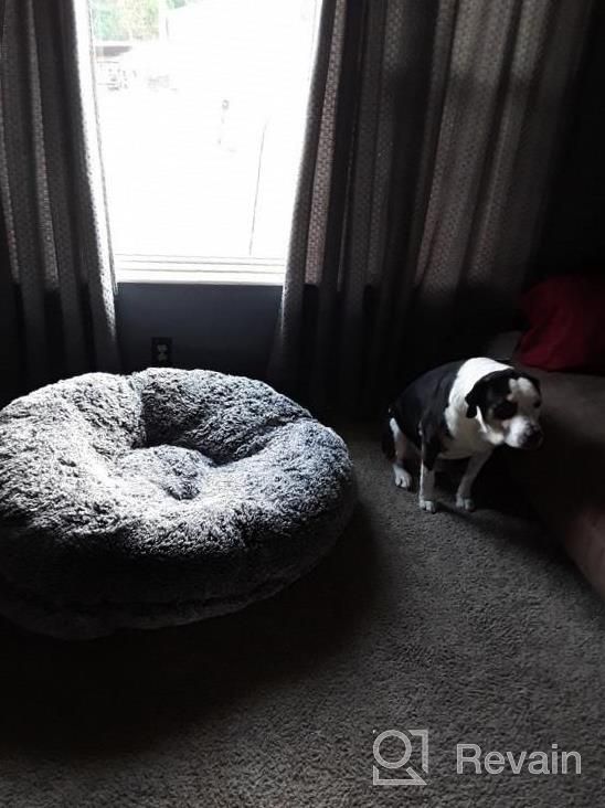 img 1 attached to Bessie And Barnie Plush Faux Fur Bagel Dog Bed - Waterproof Lining & Washable Cover - Circular Calming Dog Bed In Multiple Sizes & Colors review by Laura Turner