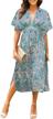 women's high waist short sleeve v neck split dresses, casual solid color party dress by tiksawon a line logo