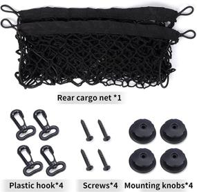 img 3 attached to 🚗 FYY Universal Rear Cargo Net - Adjustable Elastic Nylon Trunk Organizer 35.5" x 15.7" - Hooks and Screws Included - Perfect Fit for Cars, Jeep, SUV - Black