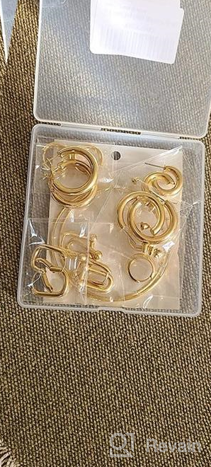 img 1 attached to 14K Gold Small Chunky Huggie Hoop Earrings for Women, Stainless Steel Mini Big Hoop Earrings for Girls review by Kat Hernandez