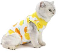 🐱 kitipcoo professional surgery recovery suit for cats - breathable cotton paste abdominal wound and skin disease surgery suits - after surgery wear suit for cats and dogs (s size 3.3-5.5 lbs, lemon) logo