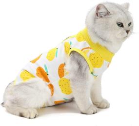 img 4 attached to 🐱 Kitipcoo Professional Surgery Recovery Suit for Cats - Breathable Cotton Paste Abdominal Wound and Skin Disease Surgery Suits - After Surgery Wear Suit for Cats and Dogs (S size 3.3-5.5 lbs, Lemon)