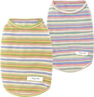 yaodhaod dog striped t-shirt, quick dry lightweight stretchy cotton soft tank top, sleeveless vest tee shirt for small medium dog cat clothes, 2pack large логотип