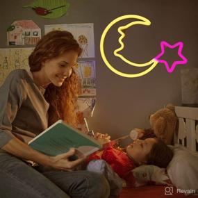 img 1 attached to 🌙 YLX-NBF Night Lights for Kids: Neon Moon & Pink Star LED Decor for Baby Nursery, USB Powered Children Lighting – Perfect Bedroom, Party, Christmas Birthday Gifts