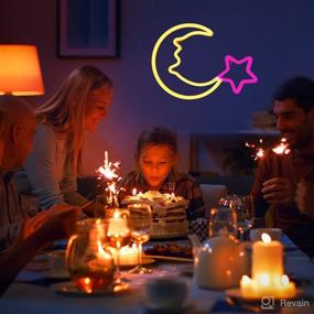 img 2 attached to 🌙 YLX-NBF Night Lights for Kids: Neon Moon & Pink Star LED Decor for Baby Nursery, USB Powered Children Lighting – Perfect Bedroom, Party, Christmas Birthday Gifts