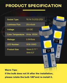 img 2 attached to 🔆 ALOPEE 20-Pack White T5 74 2721 37 LED Wedge Bulb - High Quality Instrument Panel Cluster Dashboard and Dash Light Ash Tray Lighting Solution