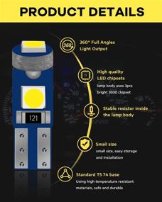 img 1 attached to 🔆 ALOPEE 20-Pack White T5 74 2721 37 LED Wedge Bulb - High Quality Instrument Panel Cluster Dashboard and Dash Light Ash Tray Lighting Solution