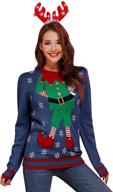 🎄 festive women's christmas sweater jumpsuits: snowflakes reindeer clothing by jumpsuits, rompers & overalls logo