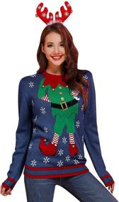 img 4 attached to 🎄 Festive Women's Christmas Sweater Jumpsuits: Snowflakes Reindeer Clothing by Jumpsuits, Rompers & Overalls