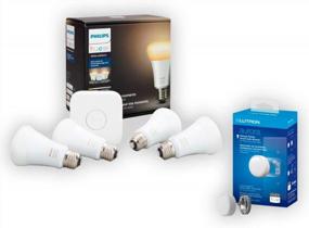 img 4 attached to Philips Hue White Ambiance Smart Bulb Starter Kit с 4 лампами A19 и 1 концентратором, совместимый с Alexa, Apple HomeKit, Google Assistant и Lutron Aurora Smart Bulb Dimmer