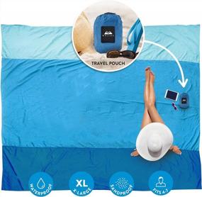 img 4 attached to WELLAX Waterproof Beach Blanket - 9X10 Ft, Sand Repellent, Lightweight And Durable For 8 Persons With 8 Pockets And 4 Stakes - Perfect For Picnics, Camping, Travel & Outdoor Activities.
