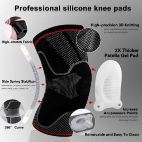 img 2 attached to Professional Knee Brace With Detachable Pads - Support For Running, Meniscus Tear, ACL & Arthritis Relief - Small BlackRed 1 Pack.