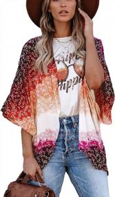 img 4 attached to AMEBELLE Women'S Boho Floral Chiffon Cardigan: Loose, Elegant Cover Up Top In Black And Red (Size Large)