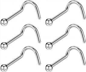 img 3 attached to Nose Piercing Perfection: FANSING'S 6PCS Surgical Steel/Titanium Nose Studs In 22G/20G/18G For Women