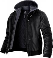 men's faux leather jacket with removable hood - motorcycle-inspired winter coat by wantdo logo