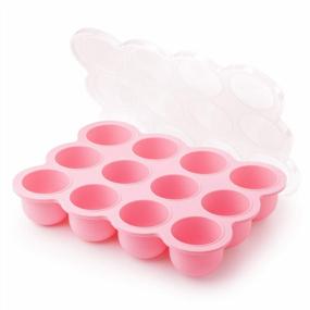 img 3 attached to Samuelworld Stackable Silicone Baby Food Storage Container With Hard Lid - 12 Portions Of 2.5Oz For Homemade Purees, Vegetables & Fruits - Food Grade Tray In Pink