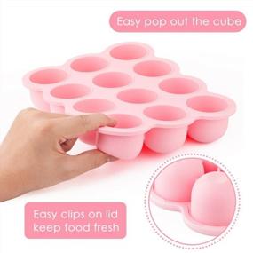 img 2 attached to Samuelworld Stackable Silicone Baby Food Storage Container With Hard Lid - 12 Portions Of 2.5Oz For Homemade Purees, Vegetables & Fruits - Food Grade Tray In Pink