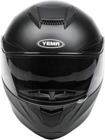 img 1 attached to 🏍️ YEMA YM-831 Full Face Motorcycle Helmet - DOT Approved Matte Black Helmet for Adult Men and Women, with Sun Visor - Ideal for Street Bike Racing and Crash Protection (Medium)