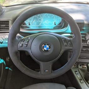 img 3 attached to 🚗 BMW E39 E46 All Black Suede Auto Steering Wheel Hand-Stitched Wrap Cover – Customizable