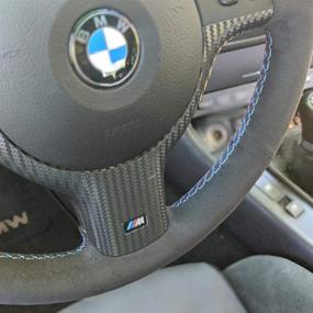 img 2 attached to 🚗 BMW E39 E46 All Black Suede Auto Steering Wheel Hand-Stitched Wrap Cover – Customizable