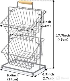 img 3 attached to 🍎 EZOWare 2-ярусная корзина для фруктов и овощей с подставкой - Серебро, органайзер для хранения на кухонном столе для кофейных капсул, овощей, закусок и многого другого.