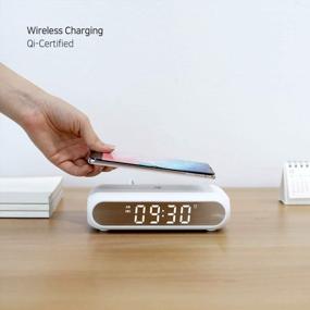 img 2 attached to Mooas Qi Wireless Charging Slim Mirror Desk Clock (White), Compact Digital Alarm Clock With USB Port, Wireless Charger For IPhone 8/8+/XS/XR/11/11Pro, Airpods, Samsung Galaxy S8/S9/S10