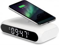 mooas qi wireless charging slim mirror desk clock (white), compact digital alarm clock with usb port, wireless charger for iphone 8/8+/xs/xr/11/11pro, airpods, samsung galaxy s8/s9/s10 logo