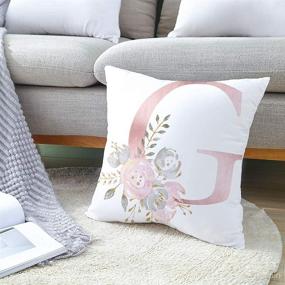 img 1 attached to 🌸 Tillskuch Decorative Throw Pillow Covers - English Letters Floral Velvet Soft Cushion Cover - White Pillow Protectors for Sofa, Bedding, Car, and Home Decor (A, 18"x18")