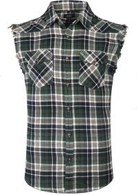 img 4 attached to 👕 NUTEXROL Casual Sleeveless Flannel Shirt - Best Cotton Men's Clothing