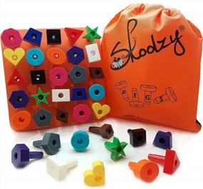 img 1 attached to Набор игрушек Skoolzy Peg Board для малышей - Штабелируемые пластиковые обучающие игрушки Peg Board