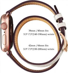 img 2 attached to OMIU Band, совместимый с Apple Watch 38 мм, 40 мм, 41 мм, 42 мм, 44 мм, 45 мм, кожаный браслет с двойным туром, смарт-часы, совместимый с женщинами и мужчинами, серия IWatch 7/65/4/3/2/1/SE (цвет слоновой кости/розовое золото)
