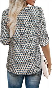 img 1 attached to Women'S V-Neck Blouse Tops With 3/4 Cuffed Chiffon Sleeves And Printed Design For Casual Wear - Youtalia