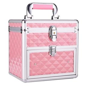 img 4 attached to Pink FRENESSA Makeup Train Case: Nail Polish Storage Organizer Box W/ Mirror, Drawers & Dividers For Manicure Travel Kit