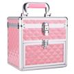 pink frenessa makeup train case: nail polish storage organizer box w/ mirror, drawers & dividers for manicure travel kit logo
