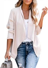 img 4 attached to Women'S 3/4 Sleeve Ruched Work Blazer Jacket - Office Casual Open Front Suit