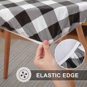 img 1 attached to Buffalo Plaid Waterproof Table Cover Fits 36"-44", Vinyl W/ Flannel Backing - Misaya Round Fitted Table Cloth For Fall Halloween, Black & White