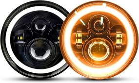 img 4 attached to 🔦 Torchbeam 7 Inch Round LED Headlights - Compatible with Wrangler JK TJ CJ Hummer H1 H2, H6024 Amber Halo Turn Signal White DRL Sealed Beam Headlamps 2Pcs with H4-H13 Adapter