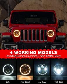 img 3 attached to 🔦 Torchbeam 7 Inch Round LED Headlights - Compatible with Wrangler JK TJ CJ Hummer H1 H2, H6024 Amber Halo Turn Signal White DRL Sealed Beam Headlamps 2Pcs with H4-H13 Adapter