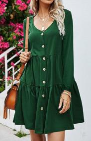 img 3 attached to Women'S Short/Long Sleeve Button Down Casual Loose Swing Babydoll Mini Dress