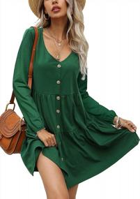 img 4 attached to Women'S Short/Long Sleeve Button Down Casual Loose Swing Babydoll Mini Dress