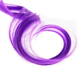 img 3 attached to 12PCS Colorful Party Highlights Clip-In Hair Extensions - Curly And Wavy Synthetic Hairpieces In One Color (Purple) By SWACC
