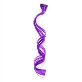 img 1 attached to 12PCS Colorful Party Highlights Clip-In Hair Extensions - Curly And Wavy Synthetic Hairpieces In One Color (Purple) By SWACC