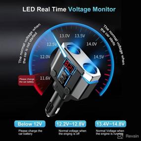 img 2 attached to 🔌 USB C PD 30W Fast Charger Car Cigarette Lighter Adapter with Type-C PD 20W Charger, QC3.0 for 12V/24V Vehicles, Separate Switch LED Voltmeter, Replaceable 15A Fuse for GPS/Dash Cam/Phone/iPad.