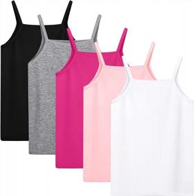 img 4 attached to Soft Sleeveless Cami Tops For Toddler Girls - 5 Pack Of Solid Scoop Neck Undershirts By Cooraby