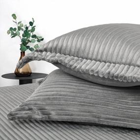 img 1 attached to Stay Cozy In Style With TILLYOU Corduroy King Comforter Set - Soft & Warm Polyester Bedding Set In Grey - Includes 3 Pieces With 2 Pillowcases