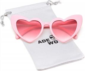 img 3 attached to Women'S Heart Shaped Sunglasses: Vintage Retro Cat Eye Sunnies With UV Protection - ADE WU