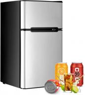 компактный холодильник safeplus 3,2 куб. фута с морозильной камерой, мини-холодильником из холоднокатаного листа и регулируемыми съемными полками для хранения в комнате в общежитии. логотип