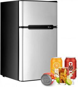 img 4 attached to Safeplus 3.2 Cu Ft Compact Refrigerator With Freezer, Cold-Rolled Sheet Mini Fridge And Adjustable Removable Shelves For Dorm Room Storage.